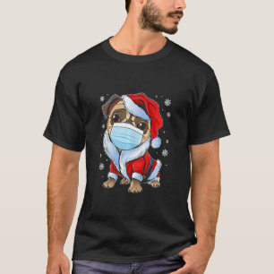 Cute Christmas Pug With Mask, Funny Christmas Pjs  T-Shirt