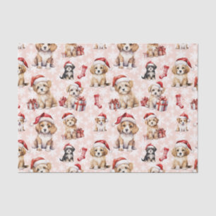 Cute Christmas Puppies and Stockings  Tissue Paper