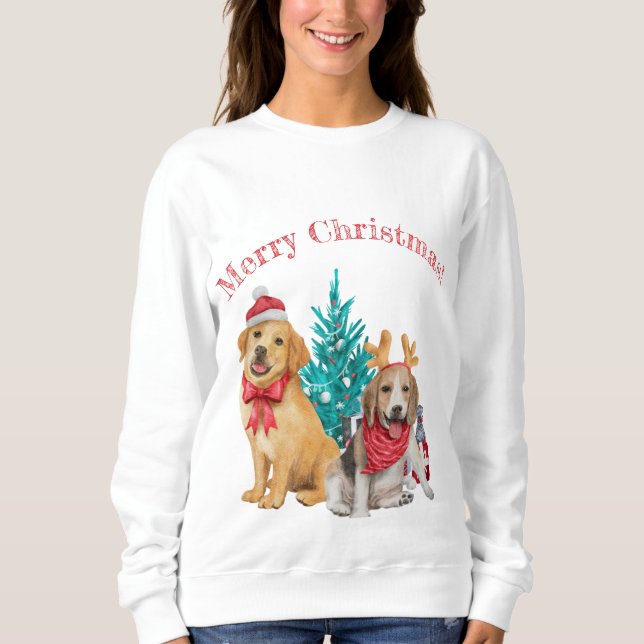 Cute Christmas Puppies  Sweatshirt (Front)