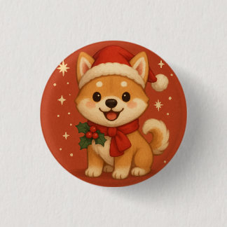 Cute Christmas Puppy 3 Cm Round Badge