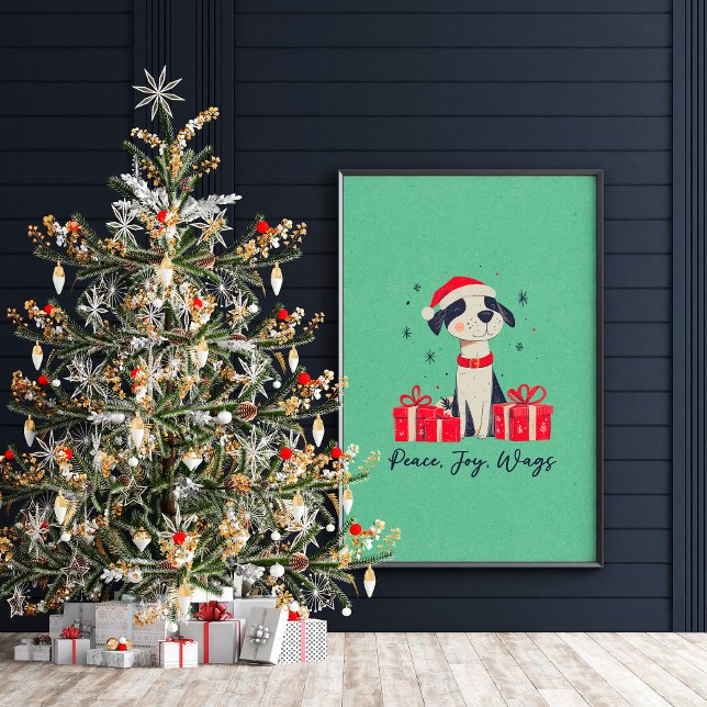 Cute Christmas Puppy Art Poster or Decoupage Paper (Cute Christmas Puppy Art Poster or Decoupage Paper)
