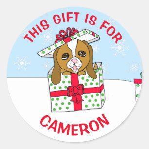 Cute Christmas Puppy Dog Personalised Gift Tag
