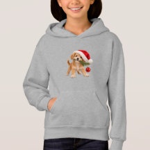 Cute Christmas Puppy in Santa Hat Girls' Hoodie