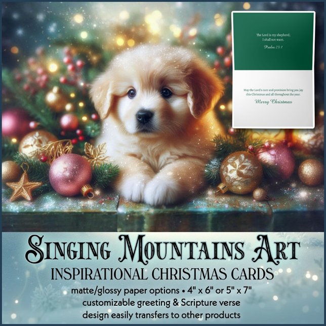 Cute Christmas Puppy Inspirational Christian Verse Holiday Card (Creator Uploaded)