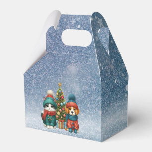 Cute Christmas puppy & kitten Favour Box