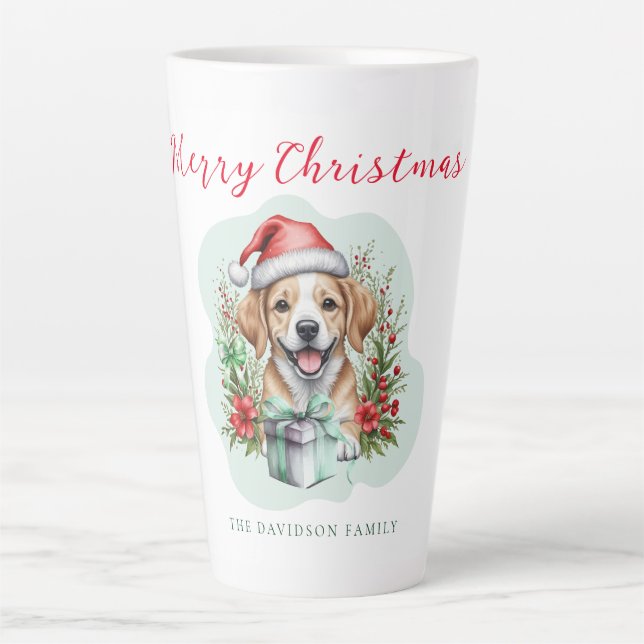 Cute Christmas Puppy  Latte Mug (Front)