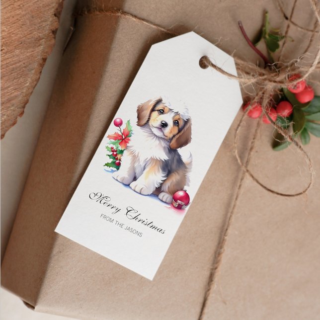 Cute Christmas Puppy Personalised Gift Tags (Cute Christmas Puppy Gift Tag)