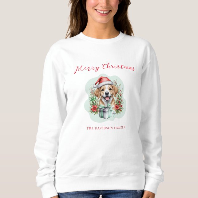 Cute Christmas Puppy Sweatshirt (Front)