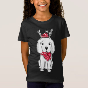 Cute Christmas Puppy Xmas Outfit Dog with Reindeer T-Shirt