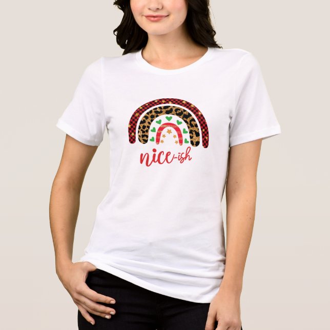 Cute Christmas Quotes Nice-ish Naughty or Nice  Tri-Blend Shirt (Front)