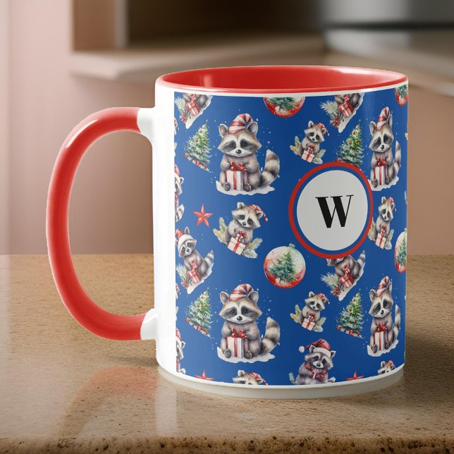 Cute Christmas Raccoons with Gifts Snowglobe Tree Mug (Creator Uploaded)