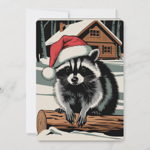 Cute Christmas Racoon Holiday Card