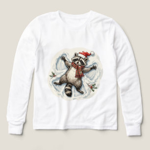 Cute Christmas Racoon Playing in Snow Winter Ar