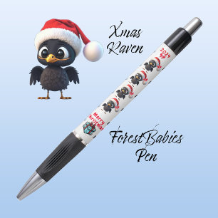 Cute Christmas Raven, Festive Graphic, White ⛄️ 