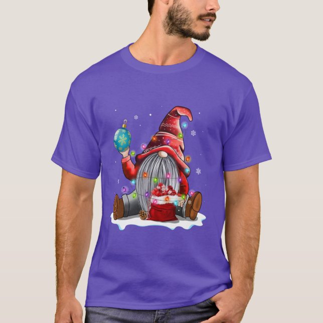 Cute Christmas Red Gnome Santa Light Shirt Gnomes  (Front)