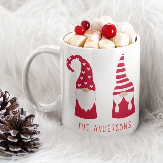 Cute Christmas Red Gnomes Personalised Coffee Mug (Creator Uploaded)