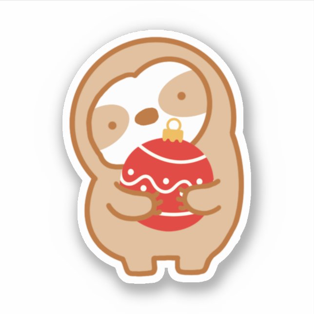 Cute Christmas Red Ornament Sloth (Front)
