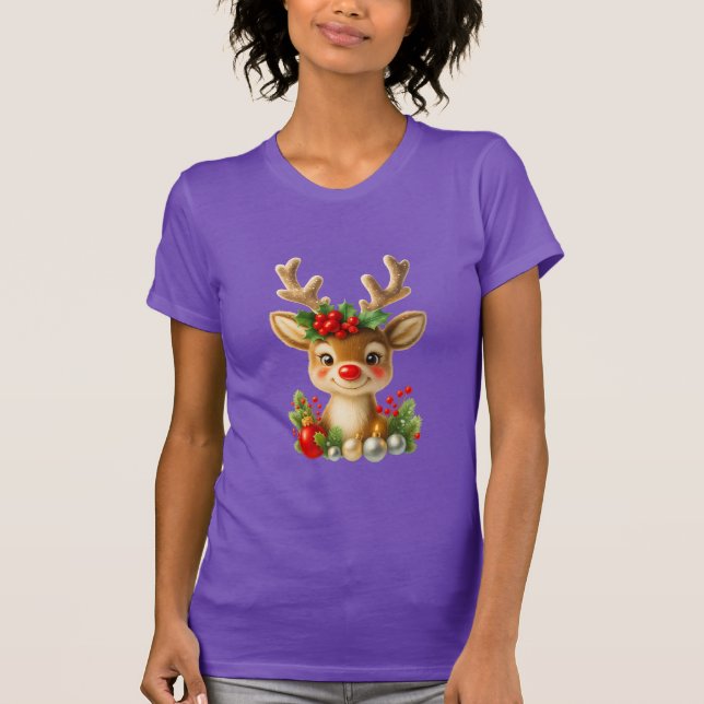 Cute Christmas Reindeer 3D Illustration | Holiday  T-Shirt (Front)