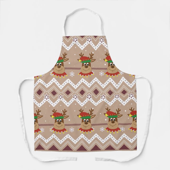 Cute Christmas Reindeer All-Over Print Apron (Front)