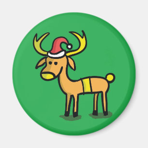 Cute Christmas Reindeer Cartoon Magnet