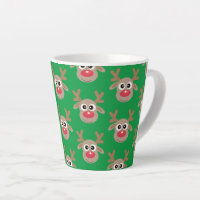 Cute Christmas Reindeer Cartoon Pattern Green