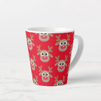 Cute Christmas Reindeer Cartoon Pattern Red