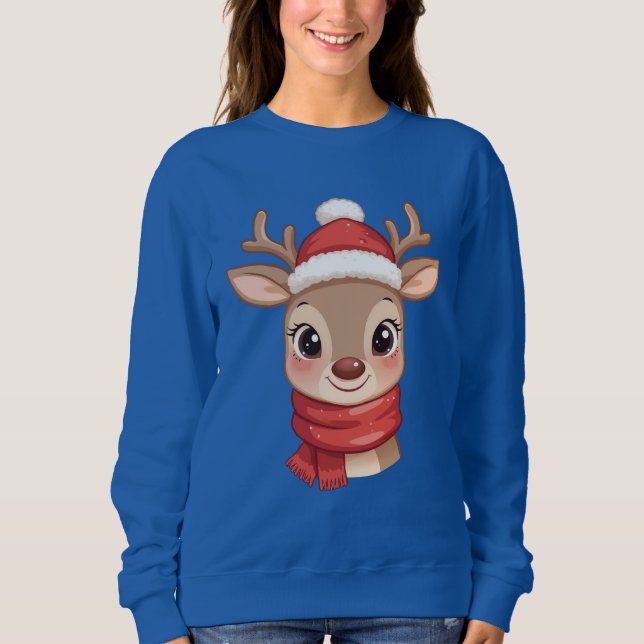 Cute Christmas Reindeer Cartoon  Sweatshirt (Front)