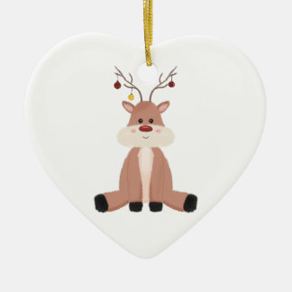 Cute Christmas Reindeer Ceramic Tree Decoration