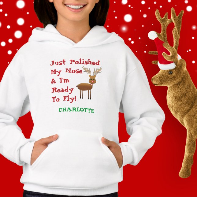 Cute Christmas Reindeer, Child's Name Hoodie (Cute Christmas Reindeer, Child's Name Hoodie)