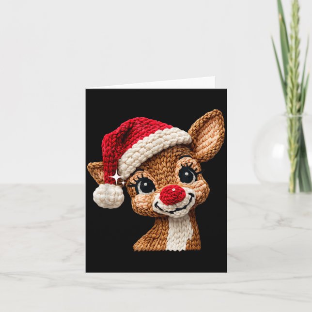 Cute Christmas Reindeer Crocheting Funny Gift Men, Card (Front)
