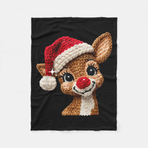Cute Christmas Reindeer Crocheting Funny Gift Men, Fleece Blanket