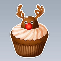 Cute Christmas Reindeer Cupcake Chocolate Antlers