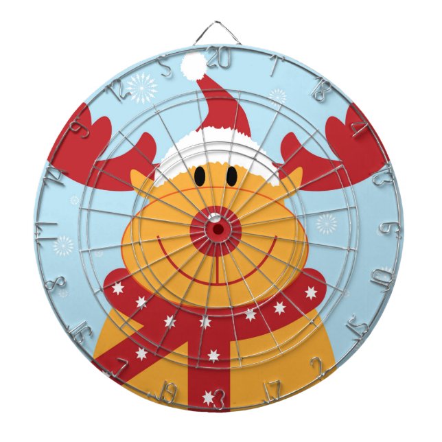 Cute Christmas Reindeer Dartboard (Front)