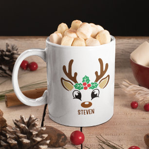 Cute Christmas reindeer face Coffee Mug