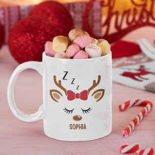 Cute Christmas reindeer face Coffee Mug