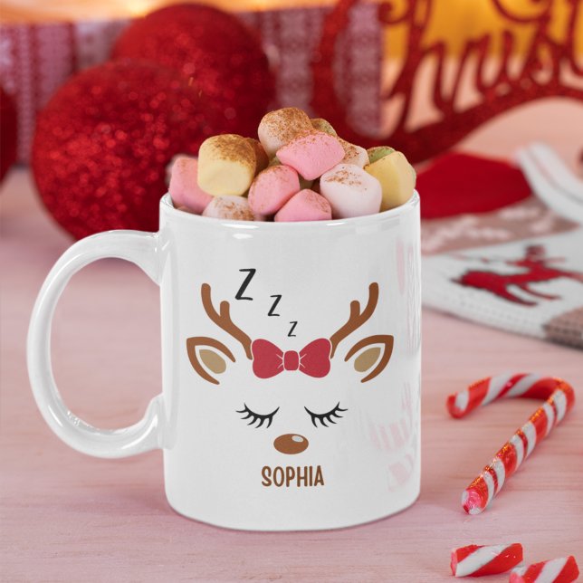 Cute Christmas reindeer face Coffee Mug (Creator Uploaded)