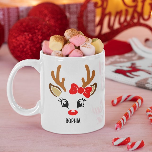 Cute Christmas reindeer face for her Coffee Mug (Creator Uploaded)