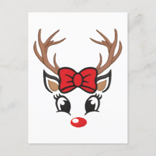 Cute Christmas Reindeer Face Postcard