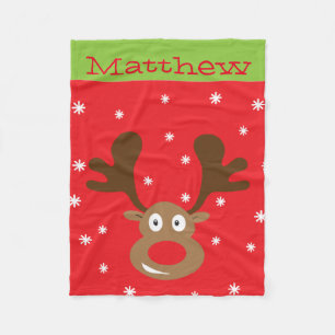 Cute Christmas Reindeer Fleece Blanket