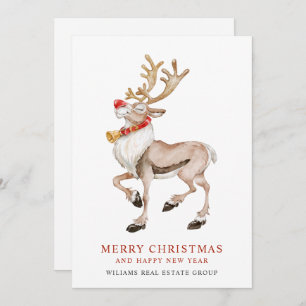 Cute Christmas Reindeer Funny Corporate Greeting Holiday Card