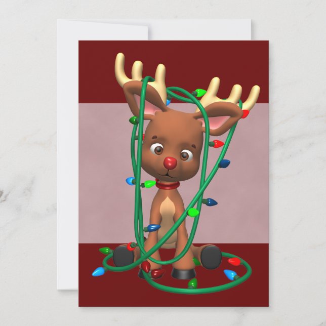 Cute Christmas Reindeer Holiday Invitations (Front)