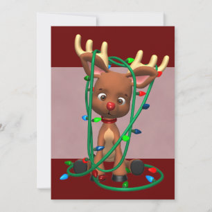 Cute Christmas Reindeer Holiday Invitations