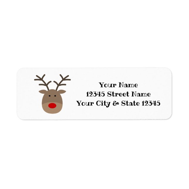 Cute Christmas reindeer logo return address labels (Front)
