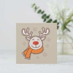 Cute Christmas Reindeer Merry Christmas Winter Holiday Card