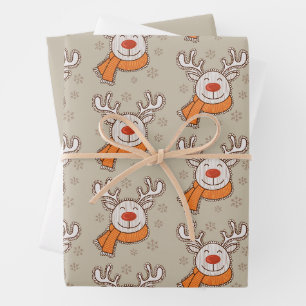 Cute Christmas Reindeer Merry Christmas Winter Wrapping Paper Sheet