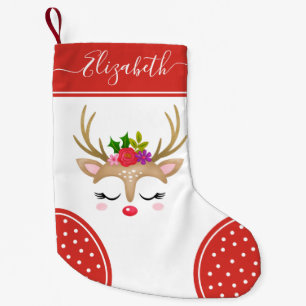 Cute Christmas  Reindeer Monogram Stocking