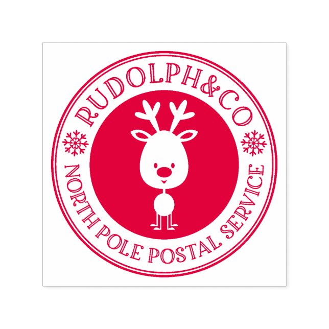 Cute Christmas Reindeer North Pole  Self-inking Stamp (Design)