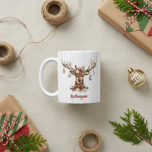 Cute Christmas Reindeer Ornaments Rustic Wood Coffee Mug
