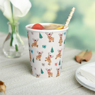 Cute Christmas Reindeer Paper Cups