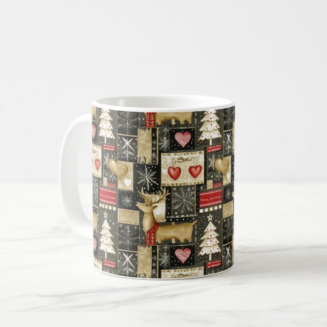 Cute Christmas reindeer pattern Coffee Mug (Front Left)